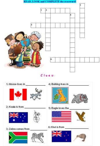 Crossword English-Speaking Countries