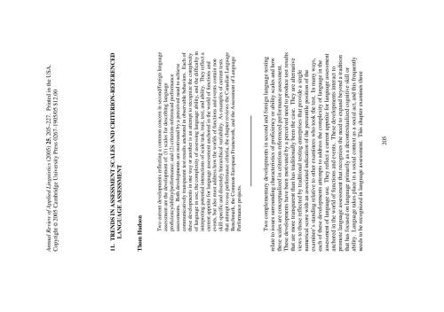 Trends In Assessment Scales And Criterion-Referenced Language Assessment