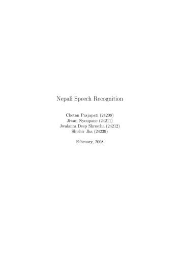Nepali Speech Recognition