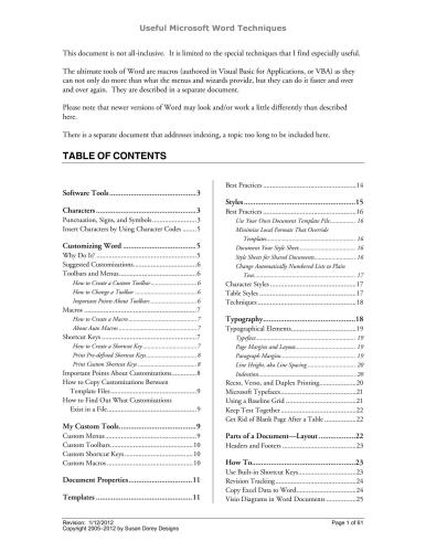 Useful Microsoft Word Techniques