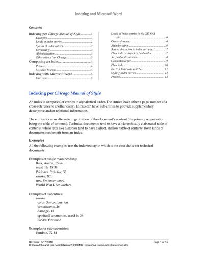 Indexing and Microsoft Word