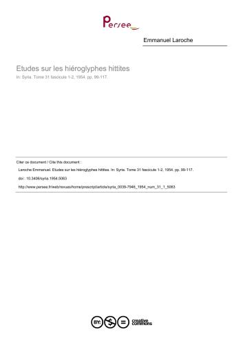 Études sur les hiéroglyphes hittites