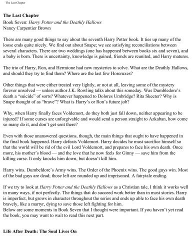 The Last Chapter Book Seven: Harry Potter and the Deathly Hallows