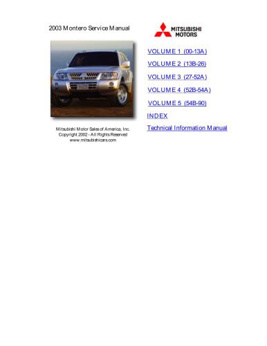 Mitsubish Montero. Service Manual