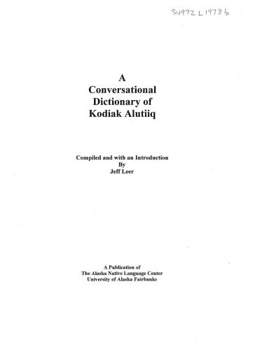 Conversational Alutiiq Dictionary