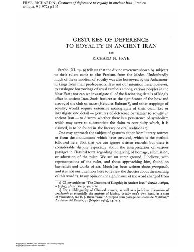 Gestures of deference to royalty in ancient Iran