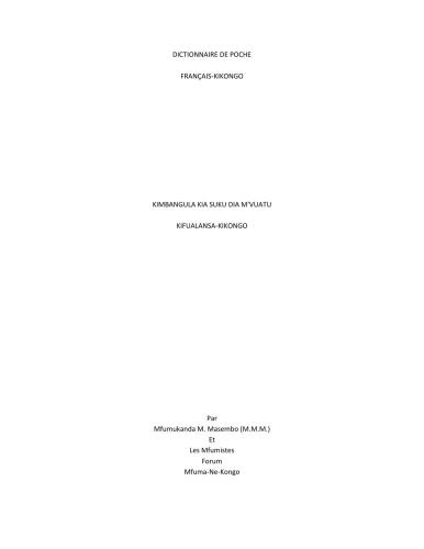 Dictionnaire de poche: Kinkongo-Français, Français-Kikongo