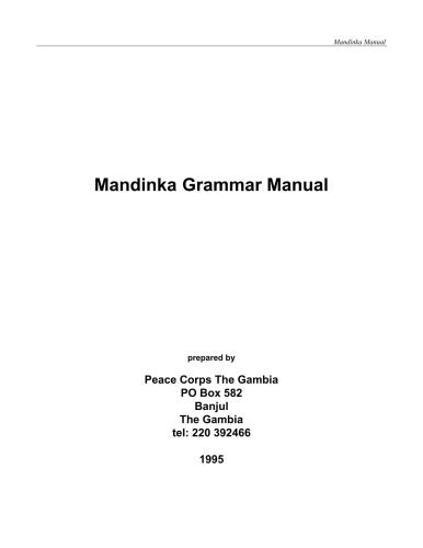 Mandinka Grammar Manual