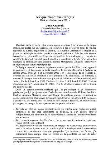 Lexique mandinka-français