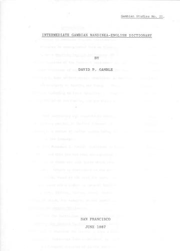 Intermediate Gambian Mandinka-English Dictionary