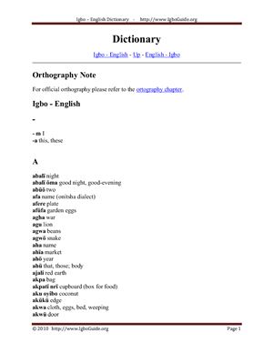 Igbo-English Dictionary