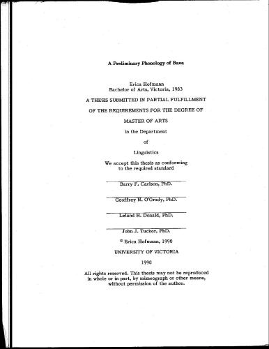 A Preliminary Bana Phonology (a Chadic Language)