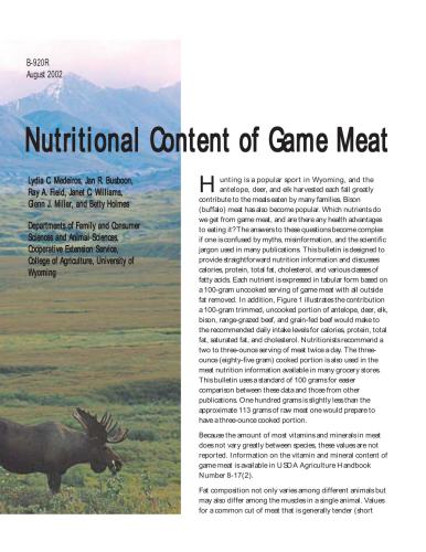 Nutritional Content of Game Meat