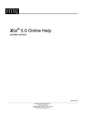 HTRI - Xist 5.0 Online Help (Printed version)
