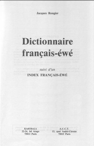 Dictionnaire français-éwé, suivi d’un index éwé-français
