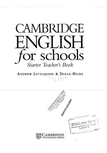 Cambridge English for Schools. Starter Teacher's Book
