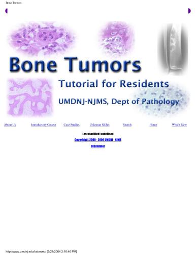 Bone tumors. Tutorial for residents