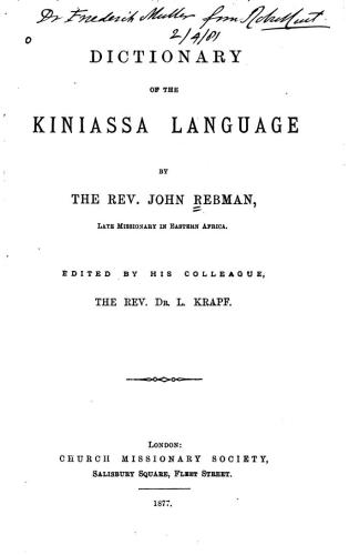 Dictionary of Kiniassa language