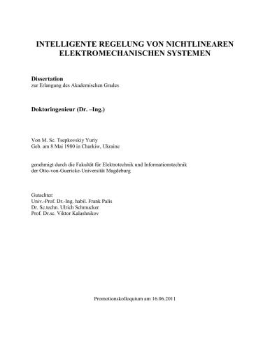 Intelligente Regelung von nichtlinearen elektromechanischen Systemen