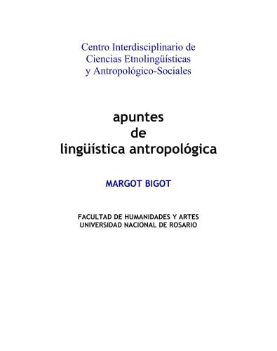 Apuntes de lingüística antropológica