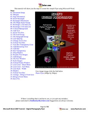 Digital Photography Flyer (using Microsoft Word)