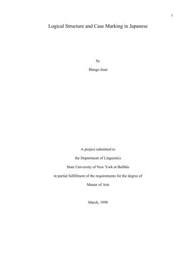 Logical Structure and Case Marking in Japanese