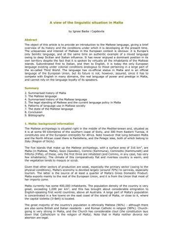 A view of the linguistic situation in Malta