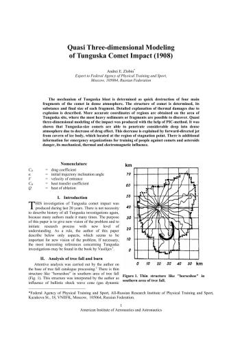 Quasi Three-dimensional Modeling of Tunguska Comet Impact (1908).