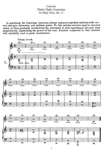 Thirty Daily Exercises for High Voice. Oр.11