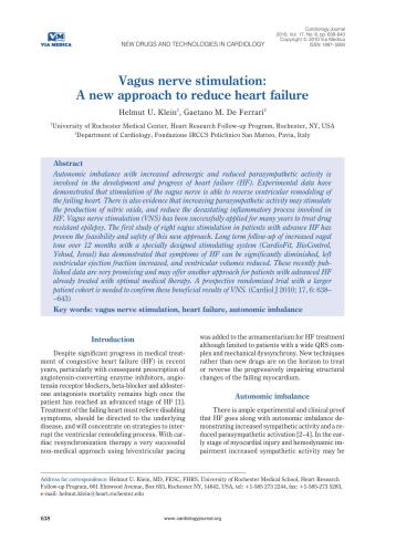 Vagus nerve stimulation: A new approach to reduce heart failure