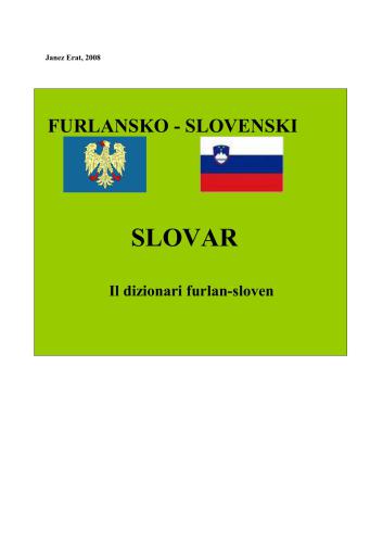 Furlansko-slovenski slovar. Volume 1 (A-G)