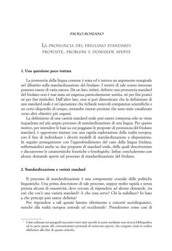 La pronuncia del friulano standard: proposte, problemi, prospettive