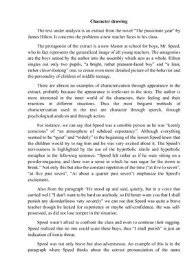 Analysis of an extract from The passionate year by James Hilton