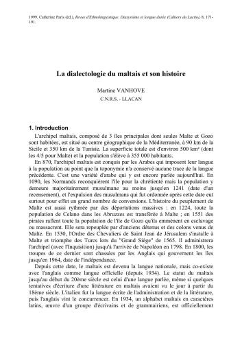 La dialectologie du maltais et son histoire