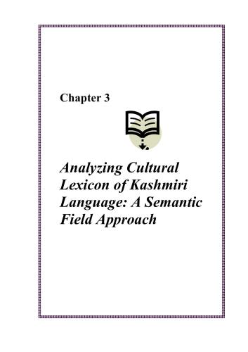 Analyzing Cultural Lexicon of Kashmiri Language: A Semantic Field Approach