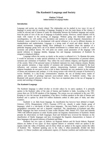 The Kashmiri Language and Society