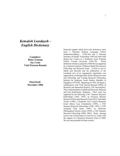 Kemaloh Lundayeh - English Dictionary