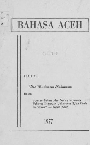 Bahasa Aceh. Volume I-II