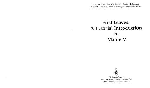 First Leaves: A tutorial introduction to Maple V