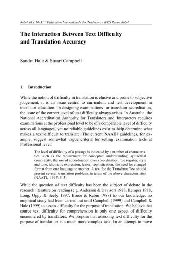 The Interaction Between Text Difficulty and Translation Accuracy