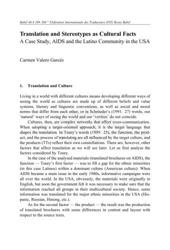 Translation and Stereotypes as Cultural Facts