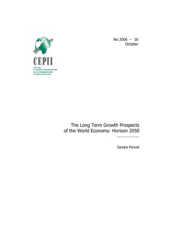 The Long Term Growth Prospects of the World Economy: Horizon 2050