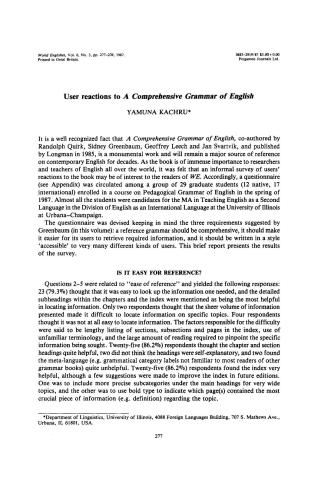 User reactions to A Comprehensive Grammar of English