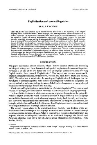 Englishization and contact linguistics