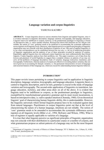 Language variation and corpus linguistics