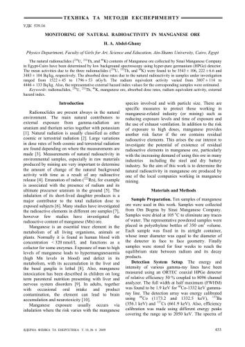 Monitoring of Natural Radioactivity in Manganese Ore