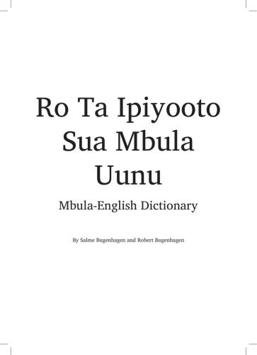 Ro Ta Ipiyooto Sua Mbula Uunu - Mbula-English Dictionary