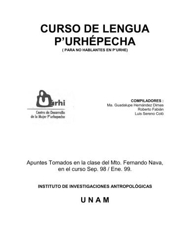 Curso de la lengua pʼurhépecha (para no hablantes en pʼurhe)