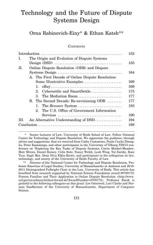 Technology and the Future of Dispute Systems Design