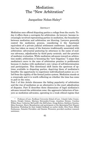 Mediation: The New Arbitration